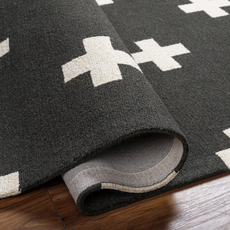 Hand Tufted Black and White Wool Geometric Rug