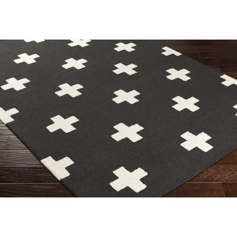 Hand Tufted Black and White Wool Geometric Rug