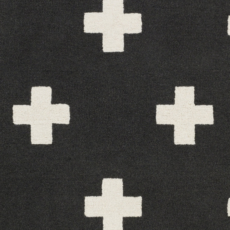 Hand Tufted Black and White Wool Geometric Rug