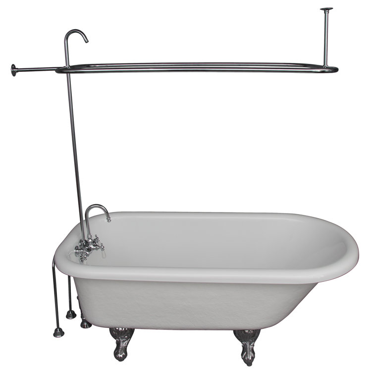 67'' White Acrylic Clawfoot Freestanding Soaking Bathtub