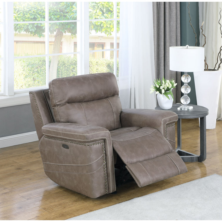 Wixom Transitional 45'' Brown Microfiber Power Glider Recliner