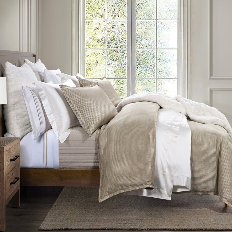 Sydney Champagne Gold Jacquard Queen Duvet Cover Set