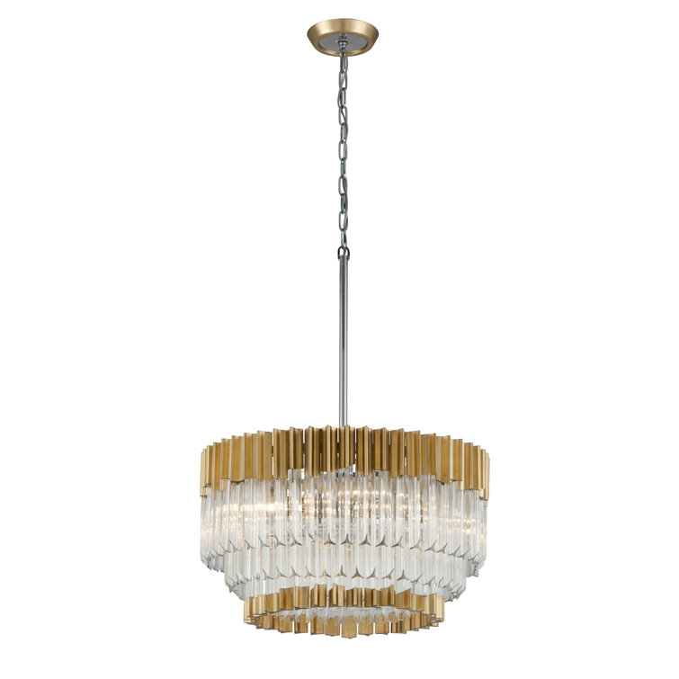Gold Leaf and Crystal 10-Light Tiered Chandelier
