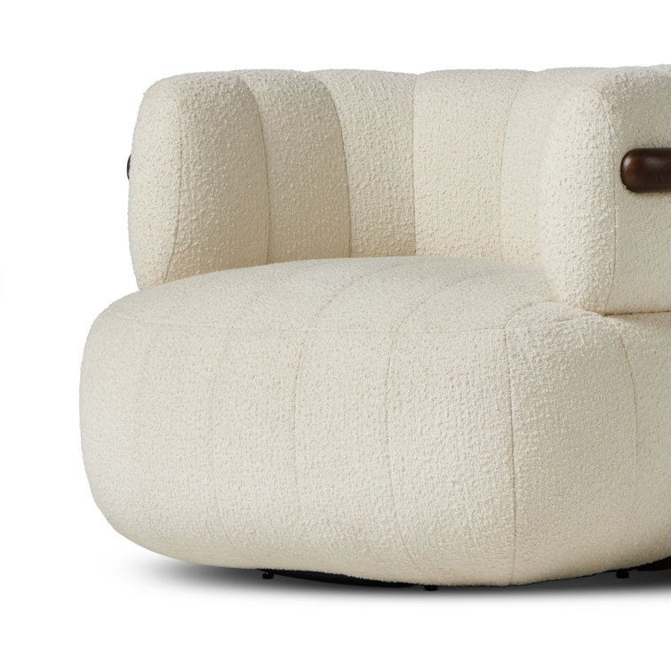 Altro Snow Upholstered Swivel Barrel Chair with Oak Frame