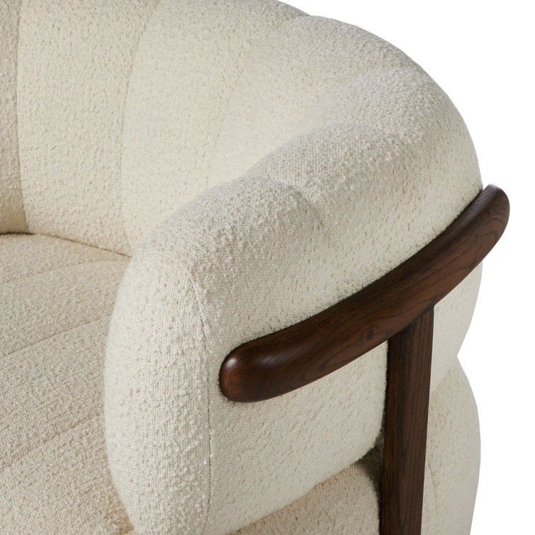 Altro Snow Upholstered Swivel Barrel Chair with Oak Frame