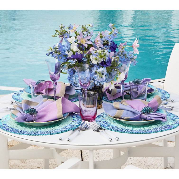Periwinkle and Seafoam Beaded Round Placemat