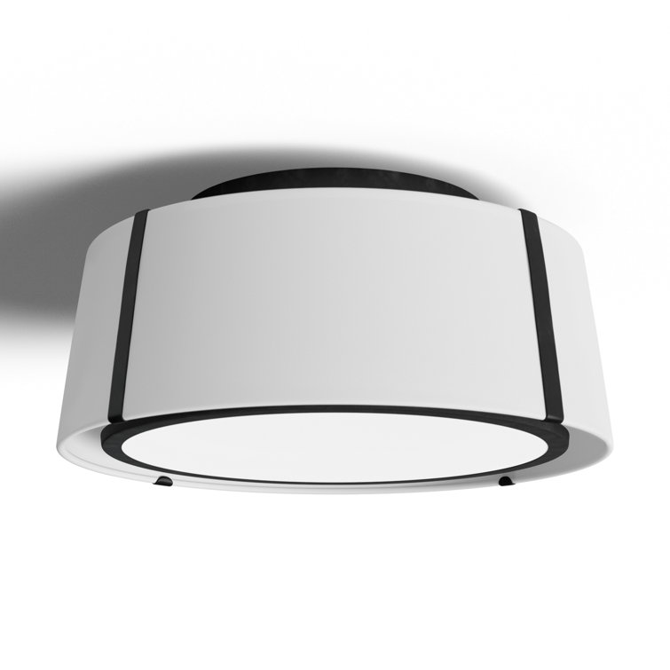 18'' Black and White Silk Drum Semi-Flush Mount Light