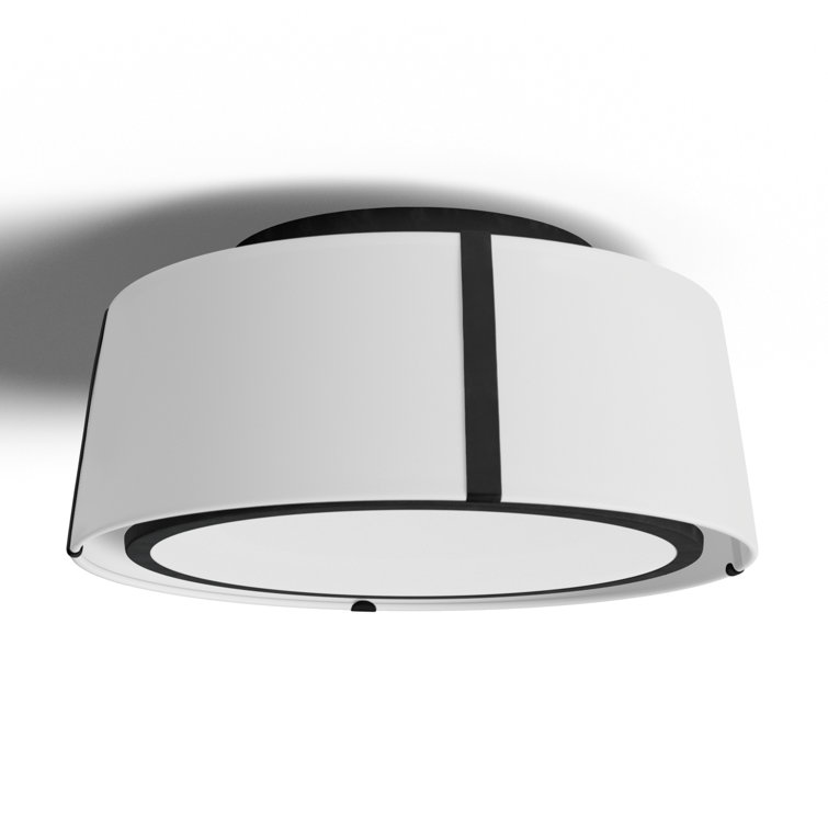 18'' Black and White Silk Drum Semi-Flush Mount Light