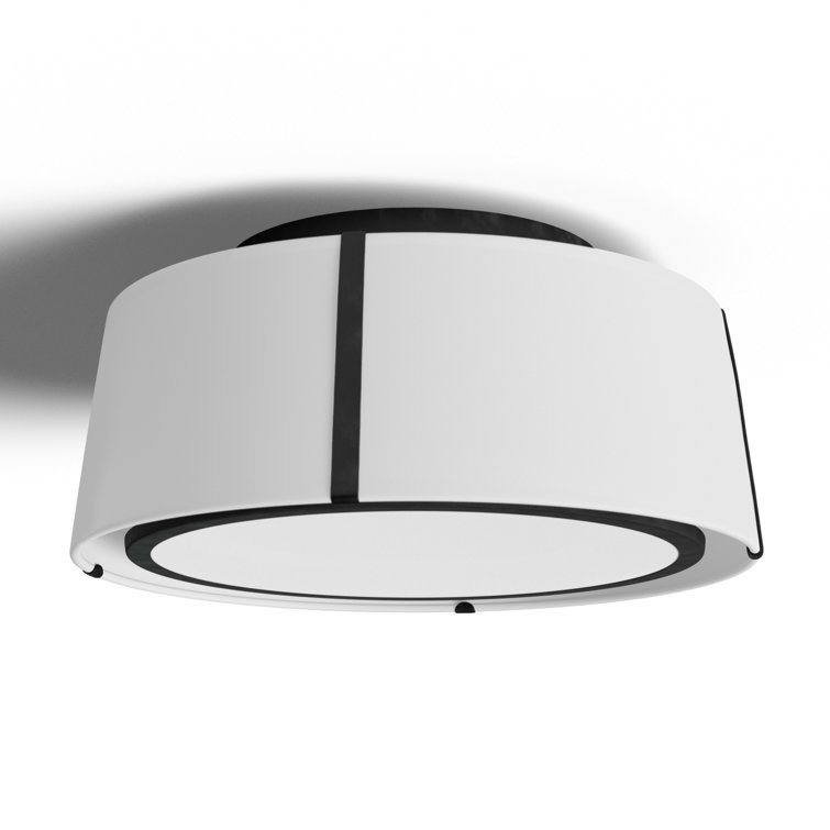 18'' Black and White Silk Drum Semi-Flush Mount Light