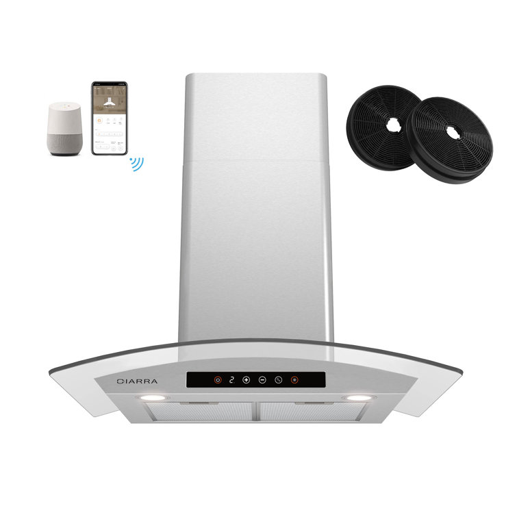 30" Stainless Steel Convertible Wall Mounted Range Hood with Touch Pad Control
