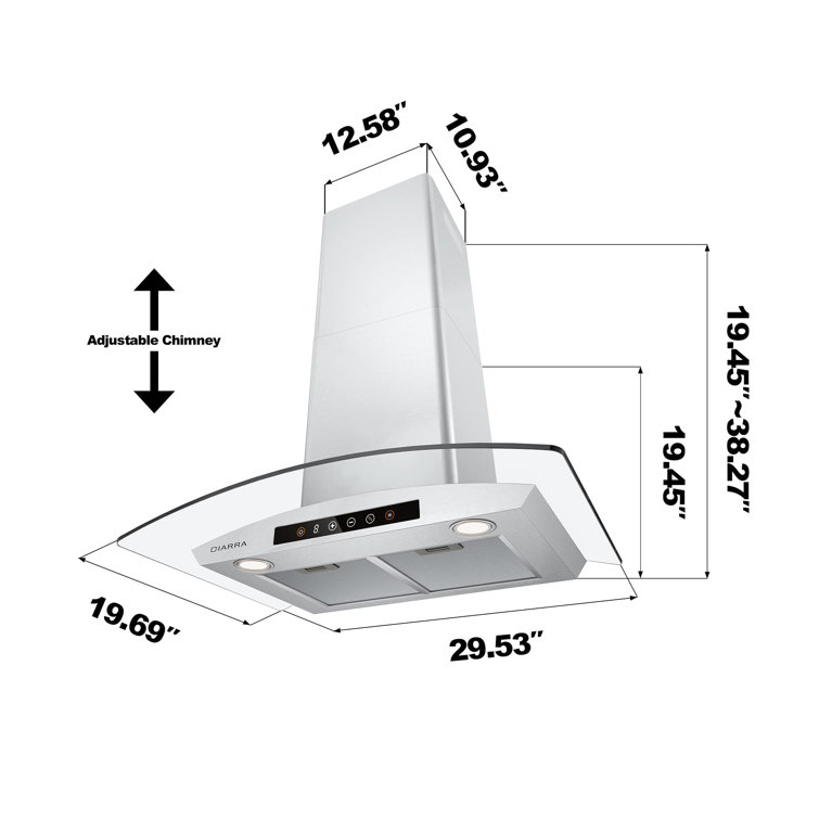 30" Stainless Steel Convertible Wall Mounted Range Hood with Touch Pad Control