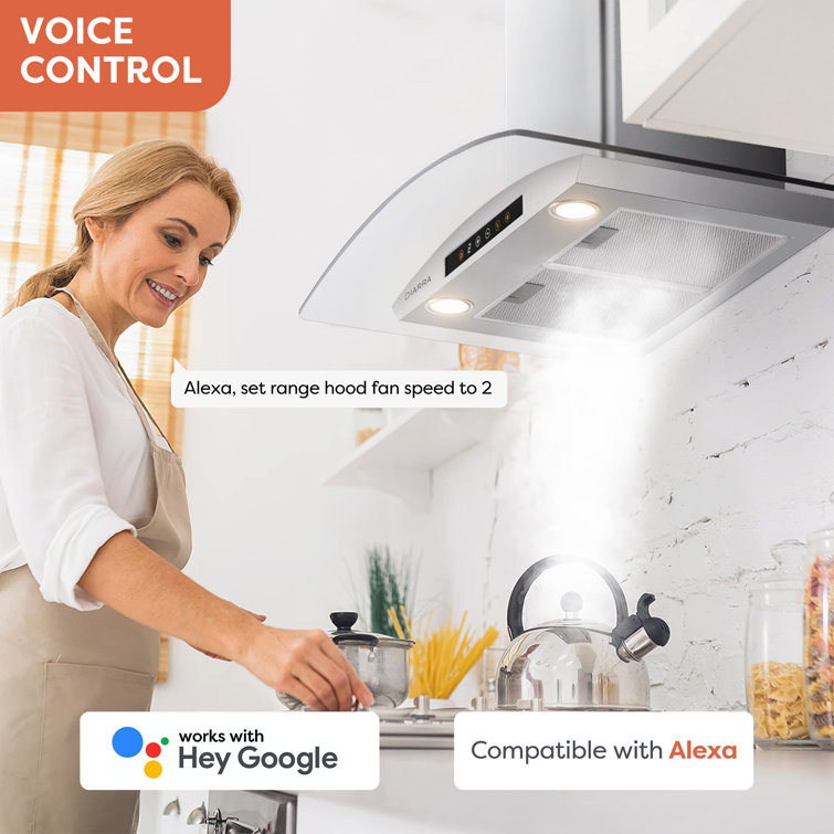 30" Stainless Steel Convertible Wall Mounted Range Hood with Touch Pad Control