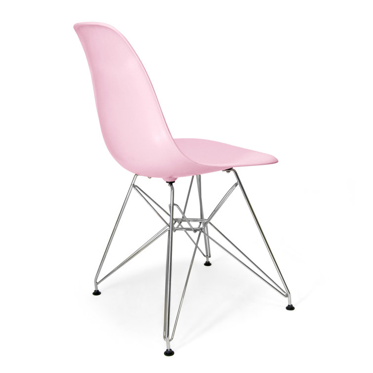 Mid-Century Classic Pink Matte Metal Side Chair