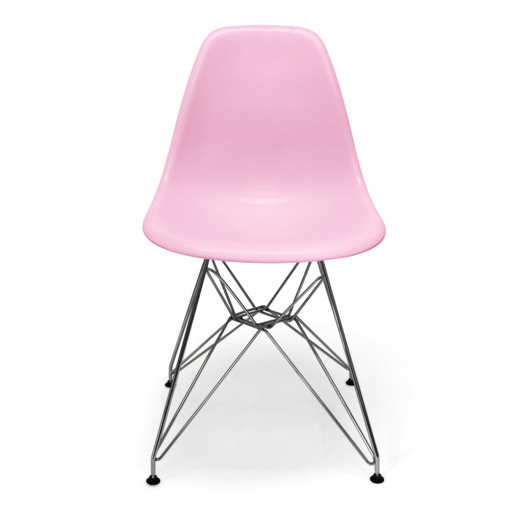 Mid-Century Classic Pink Matte Metal Side Chair