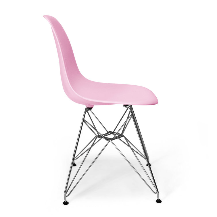 Mid-Century Classic Pink Matte Metal Side Chair