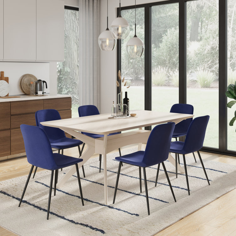 Sapphire Velvet Mid-Century Modern Side Chair with Metal Legs