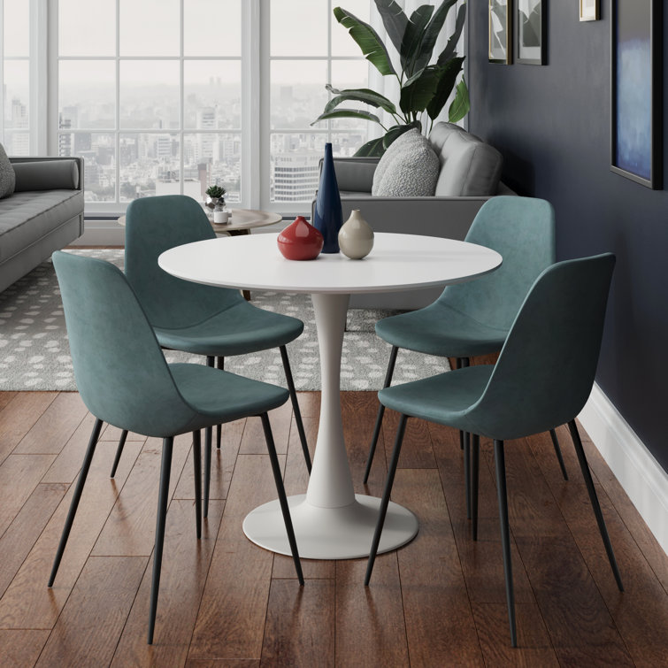 Bella Ocean Velvet High Back Side Chairs with Metal Legs, Set of 2