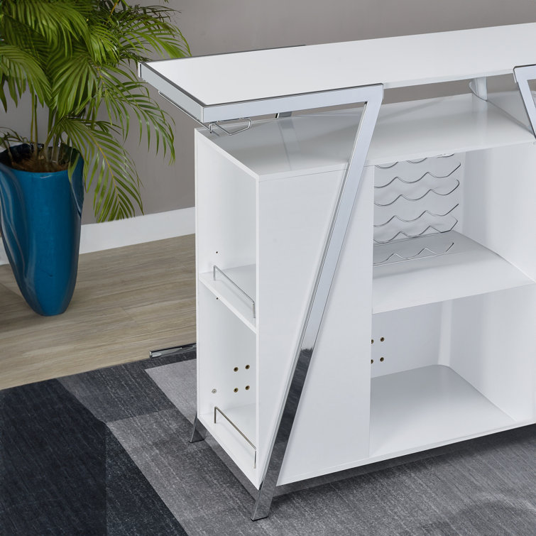 Zena 3-Piece White and Chrome Acrylic Bar Set with LED Lights