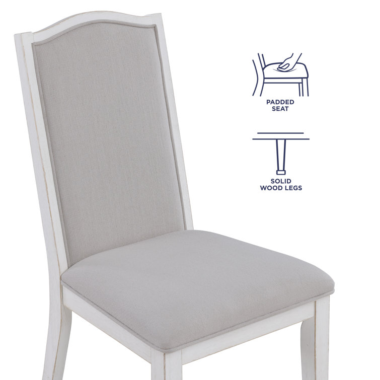 Antique White 54" Round Pedestal Dining Set with Upholstered Chairs