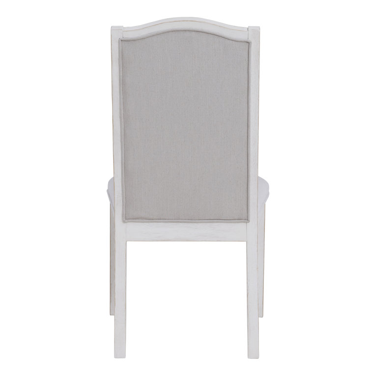 Antique White 54" Round Pedestal Dining Set with Upholstered Chairs
