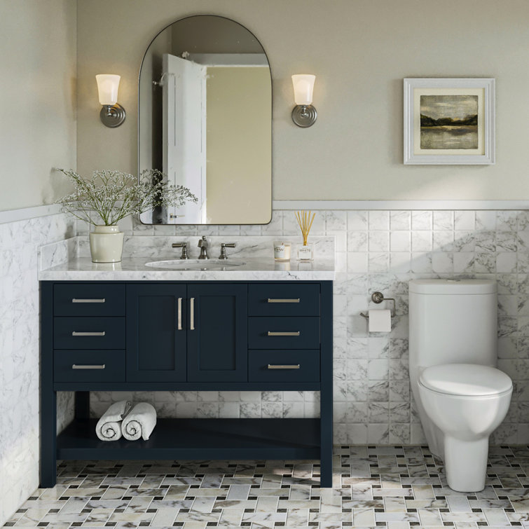 Magnolia Midnight Blue 49" Single Bathroom Vanity with Marble Top