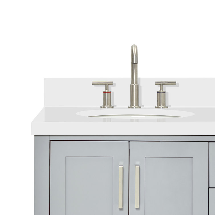 Gray Double Freestanding Vanity with White Top