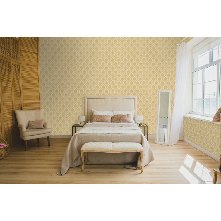 Gold Embossed Damask 3D Vinyl Wallpaper Roll