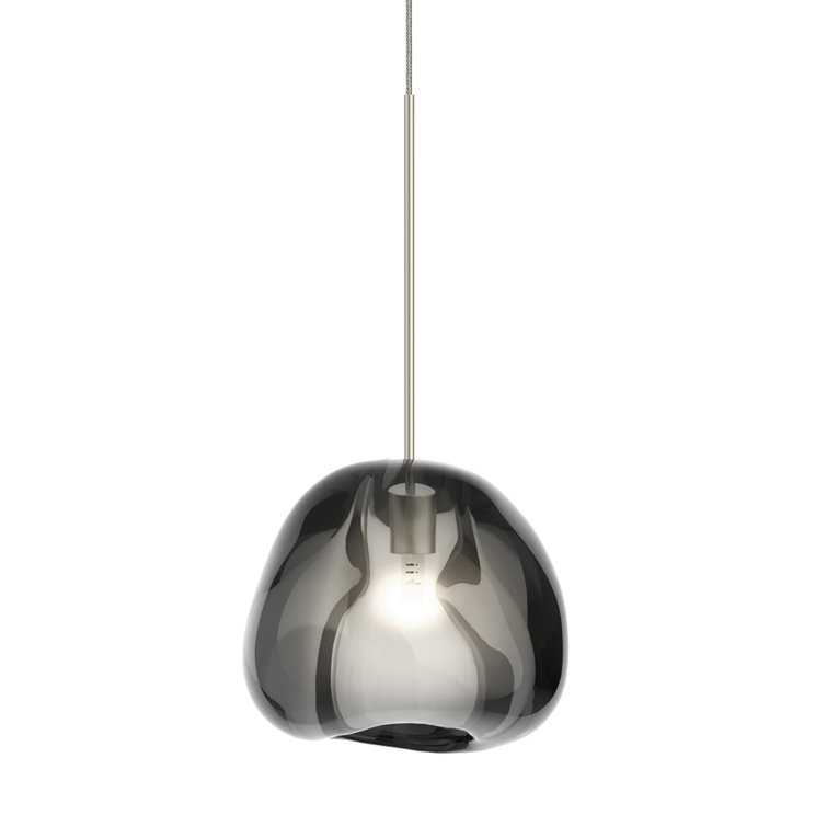 Polished Nickel 5-Light Crystal Cluster Pendant