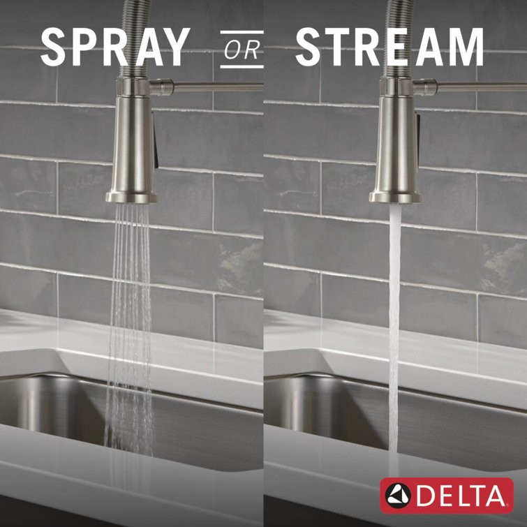 Stainless Steel Commercial Kitchen Faucet with Pull-Down Sprayer