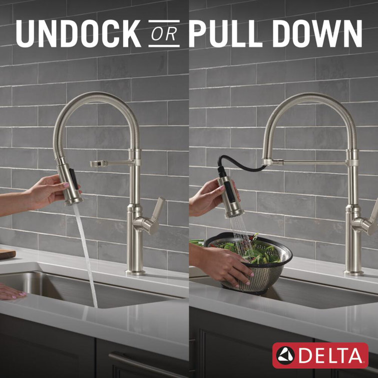 Stainless Steel Commercial Kitchen Faucet with Pull-Down Sprayer
