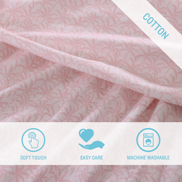 King Pink Cotton Percale Printed Sheet Set