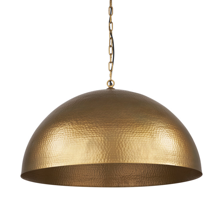 Antiqued Gold Hammered Brass Dome Pendant Light