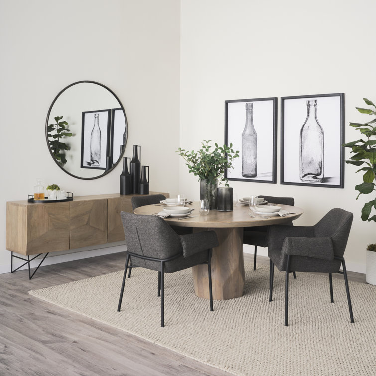 Gray Upholstered Metal Frame Arm Chair