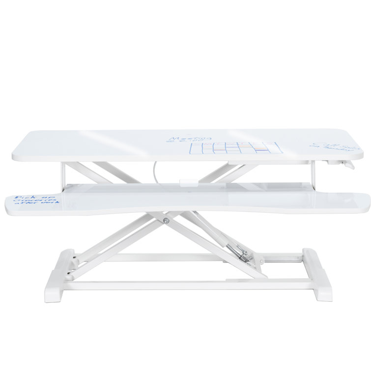 Elevate 36" White Pneumatic Standing Desk Converter with Removable Keyboard Tray