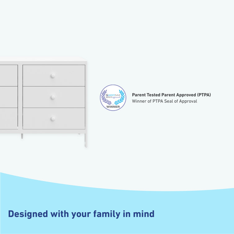White GREENGUARD Certified 6-Drawer Double Nursery Dresser