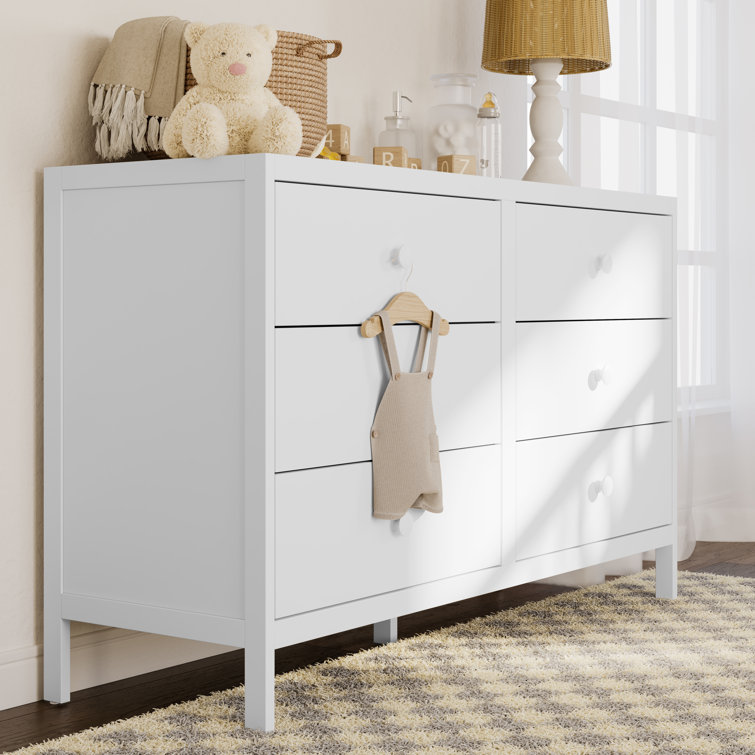 White GREENGUARD Certified 6-Drawer Double Nursery Dresser