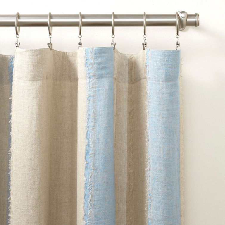 Beach Style Linen Lapis Curtain Panel 50" x 96"