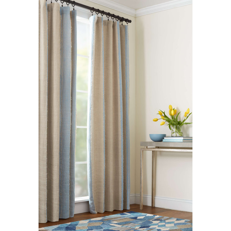 Beach Style Linen Lapis Curtain Panel 50" x 96"