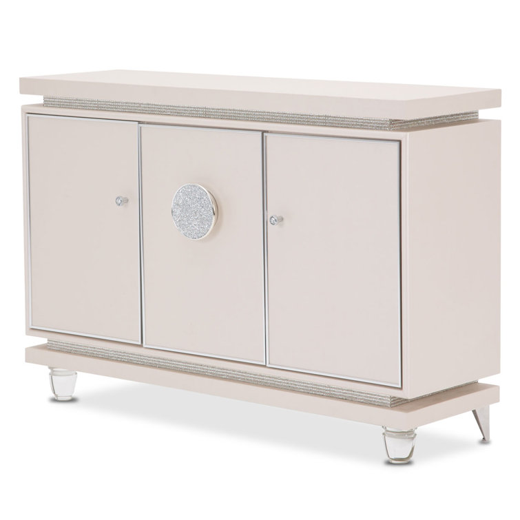Elegant Cream 56'' Transitional Sideboard with Crystal Accents