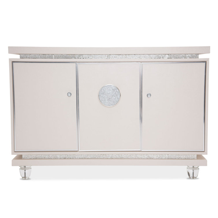 Elegant Cream 56'' Transitional Sideboard with Crystal Accents