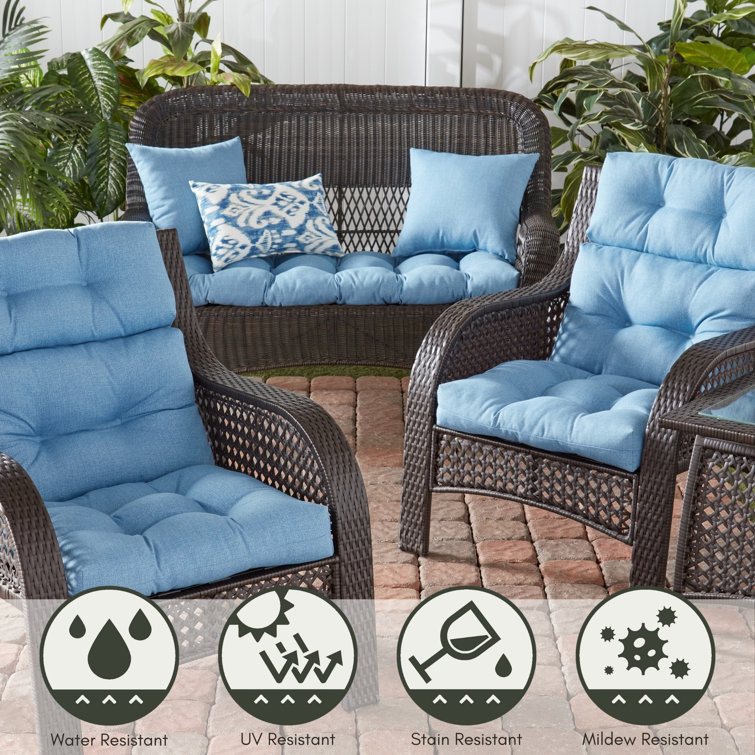 Denim Blue 17" Square Outdoor Throw Pillow Set