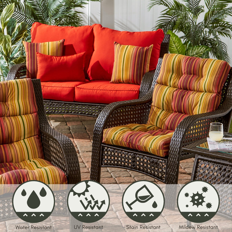 Kinnabari Stripe 17" Square Reversible Outdoor Throw Pillow Set