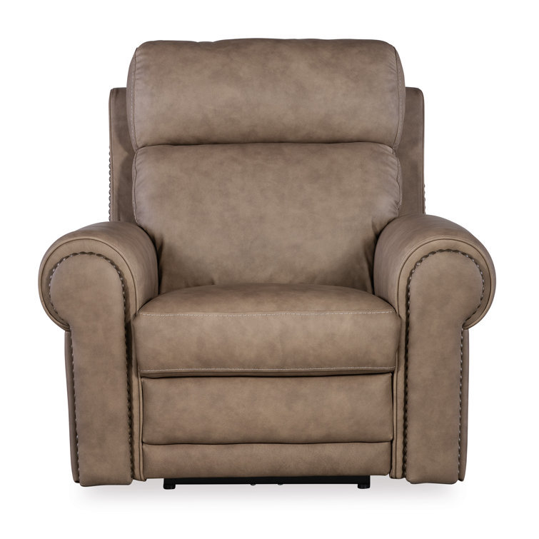 Kalahari Camel Leather Recliner with Rolled Arms