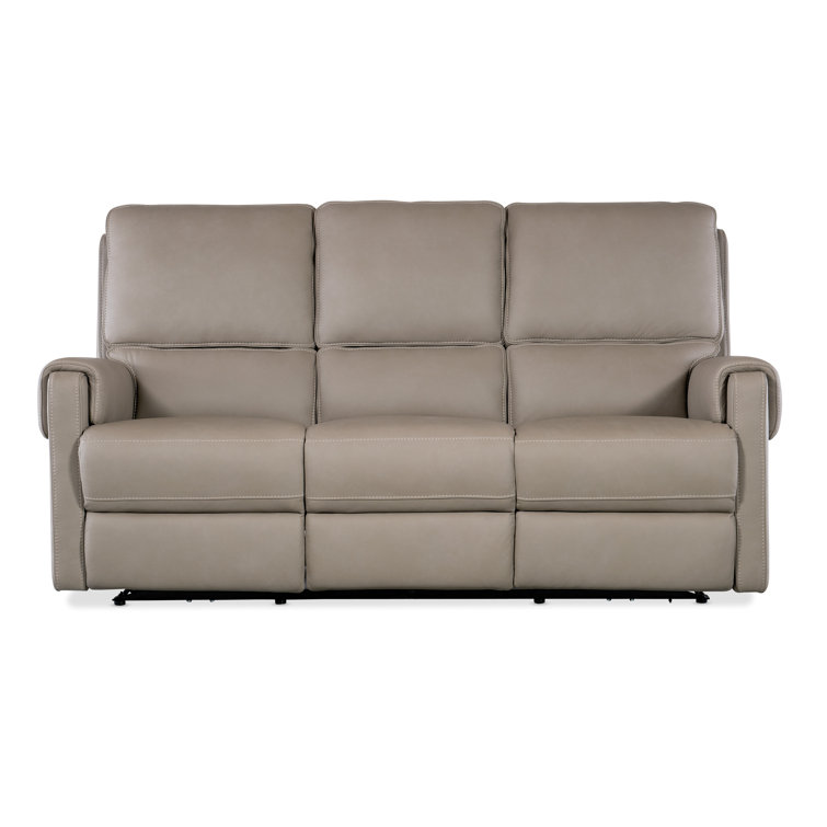 Somers Dark Taupe Leather Reclining Sofa with Pillow-top Arm