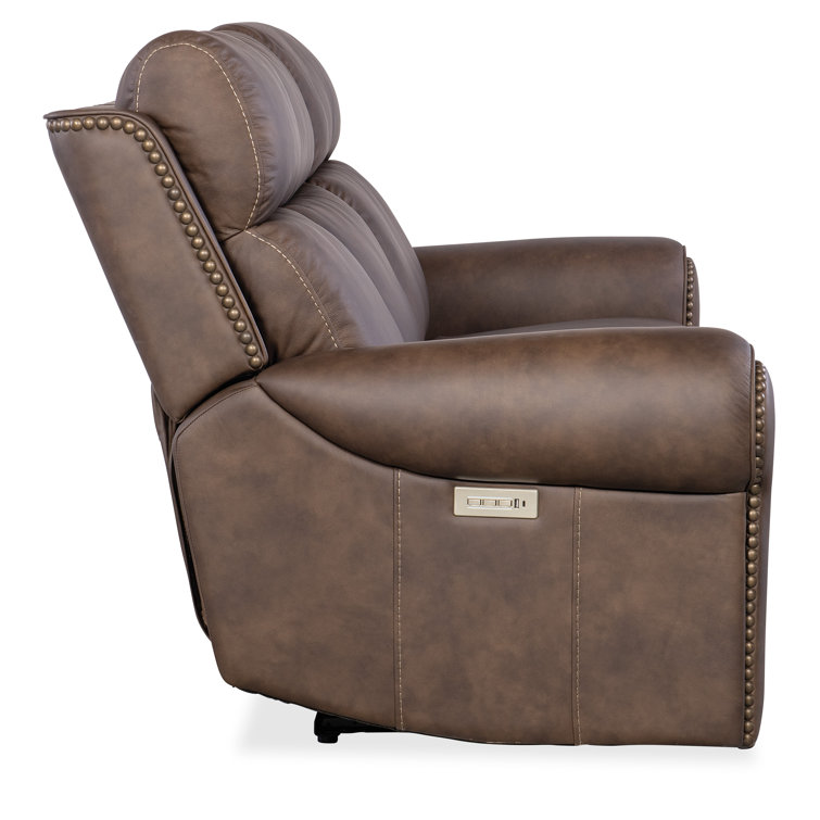 Kalahari Bark Leather Reclining Sectional with Cup Holder