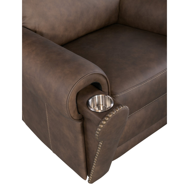 Kalahari Bark Leather Recliner with Rolled Arms