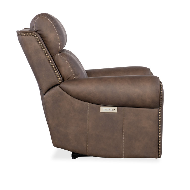 Kalahari Bark Leather Recliner with Rolled Arms