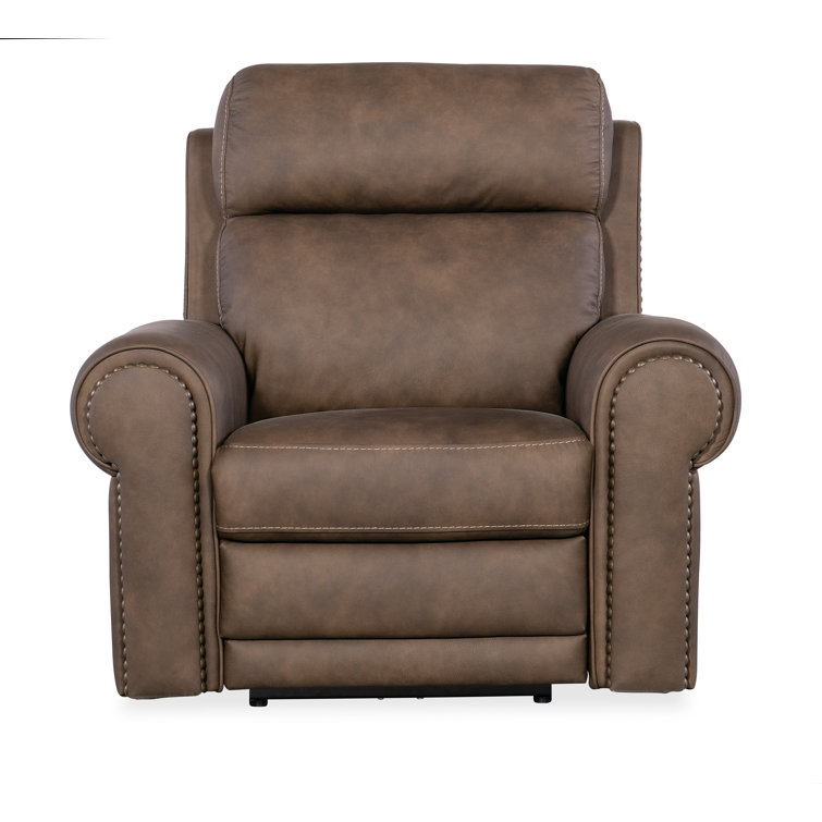 Kalahari Bark Leather Recliner with Rolled Arms