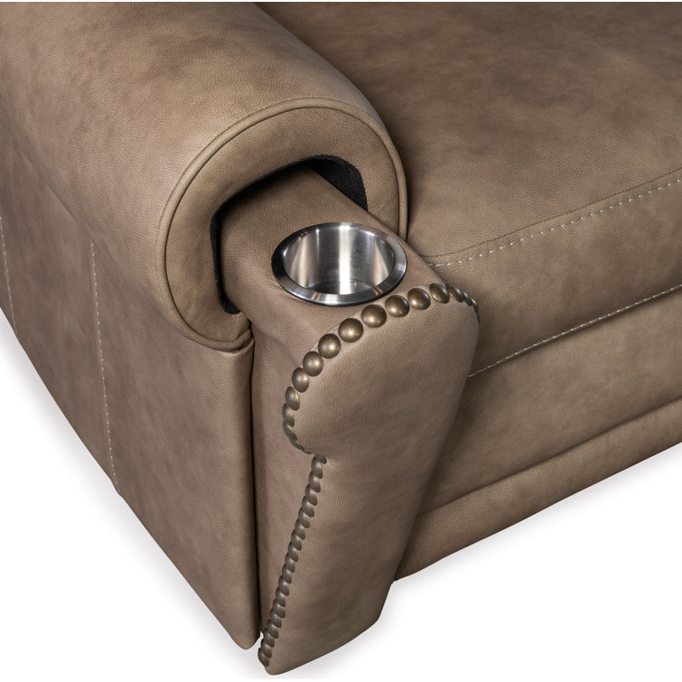 Kalahari Camel Leather Recliner with Rolled Arms