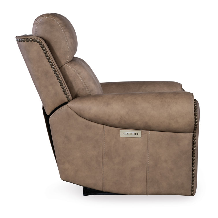 Kalahari Camel Leather Recliner with Rolled Arms